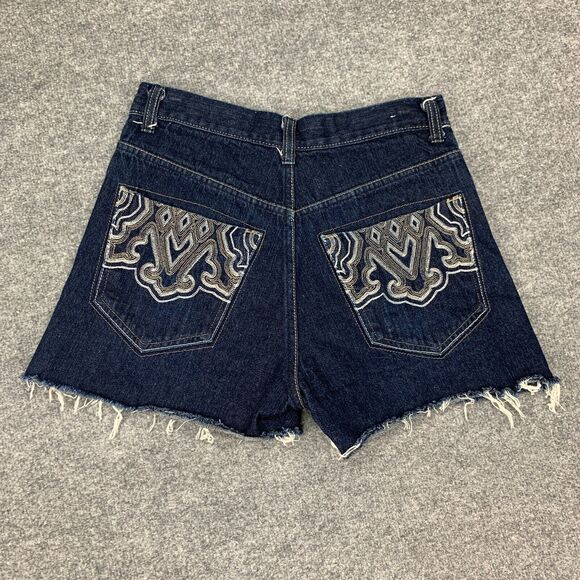 Avirex Jean Short Men 32 Blue Denim Cut Off Cotton Embroidered Back Pocket *READ - Picture 7 of 10